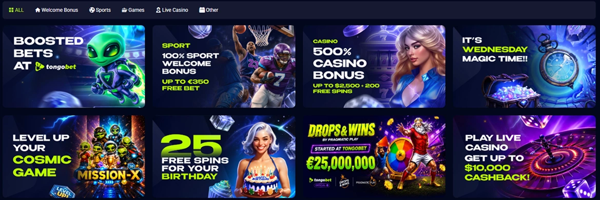 Tongobet Promotions.