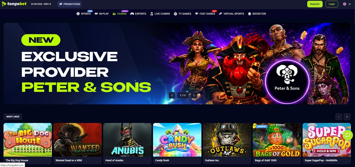 Tongobet Slots catalog.